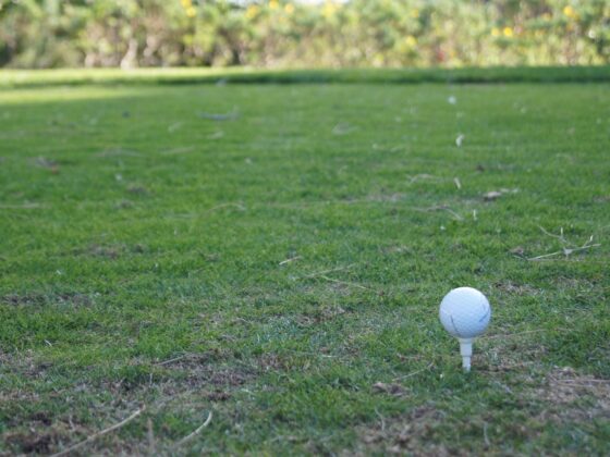 Golfball, Golfball auf Tee