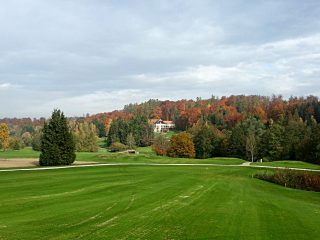 Golf de la Largue, der Blick vom Clubhaus von Loch 2