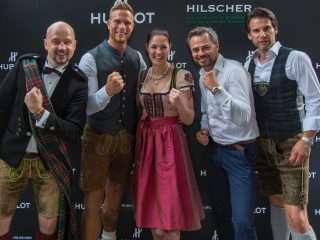 Viel Spaß hatten v. l. n. r. Kai Pierre Thieß, Geschäftsführer Juwelier Hilscher, Sebastian Preuss, Marie Lang, Michael Sporer und Florian Odendahl.