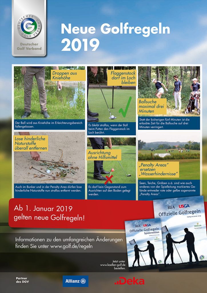 Plakat: Neue Golfregeln 2019.