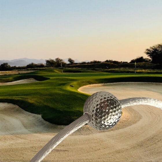 Golfschmuck: Silberner Golfball-Anhänger mit Kette, Golfarmband